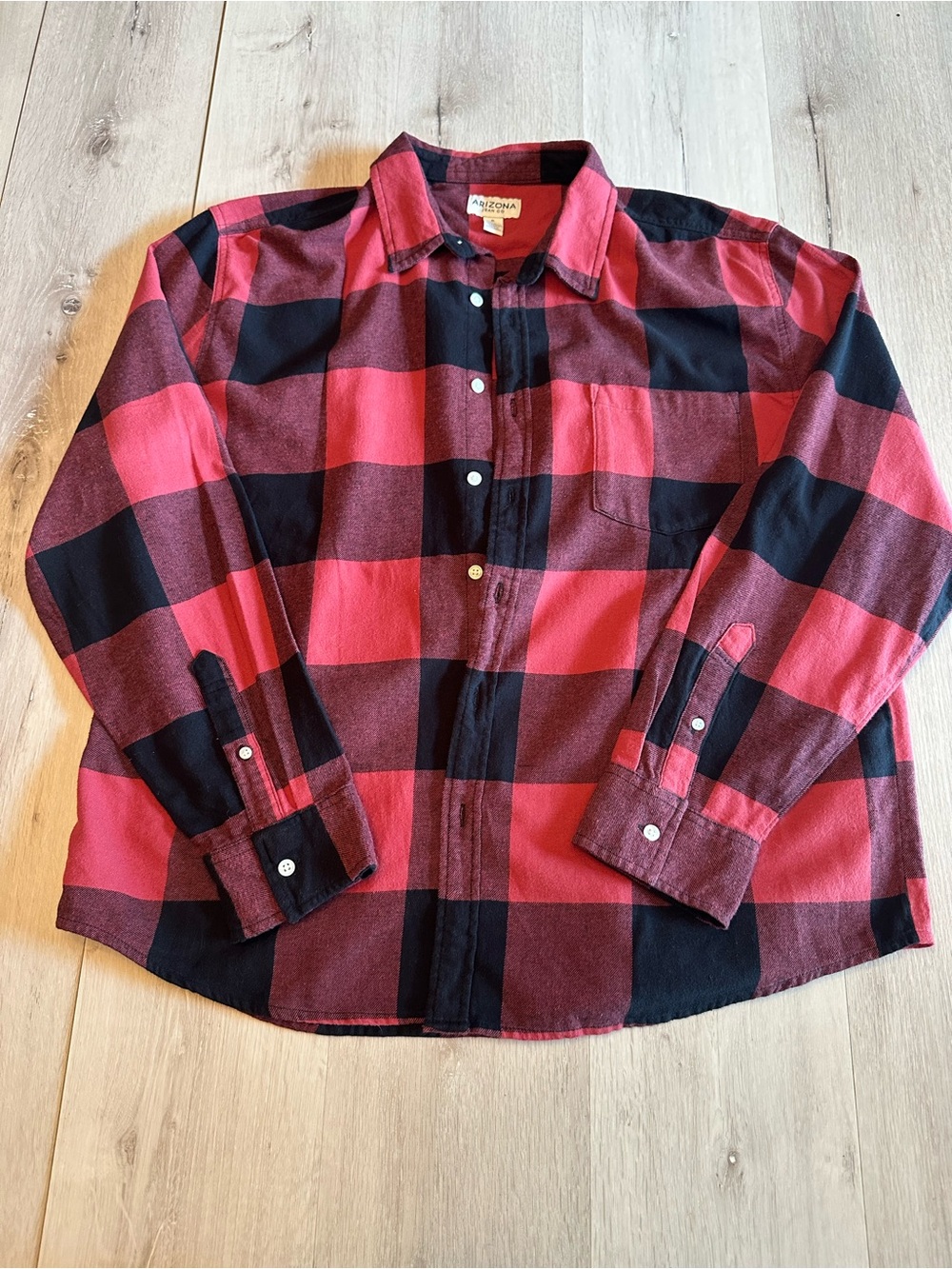 Arizona Jeans Co. Buffalo Check Flannel Shirt Black/Red Size XL NWT